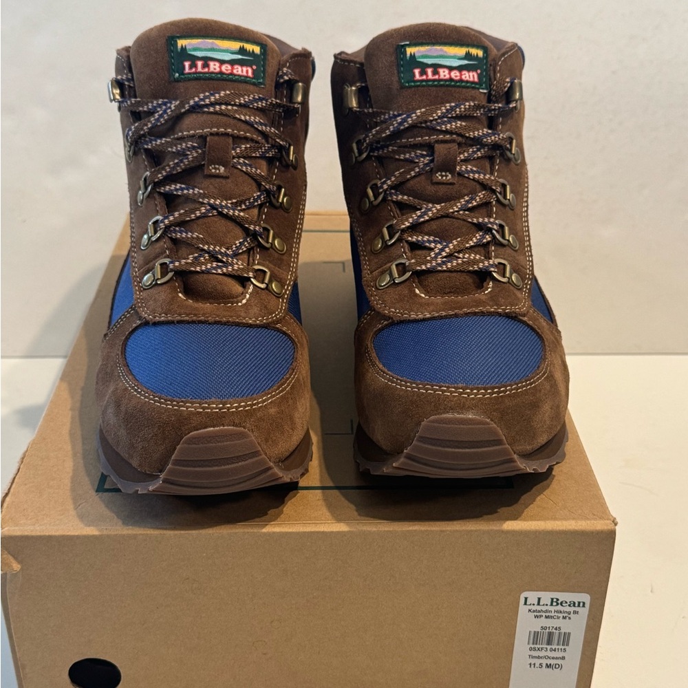 L.L. Bean Brown and Blue Outdoor Katahdin Hiking Boots Size 11.5 Men’s NEW NIB